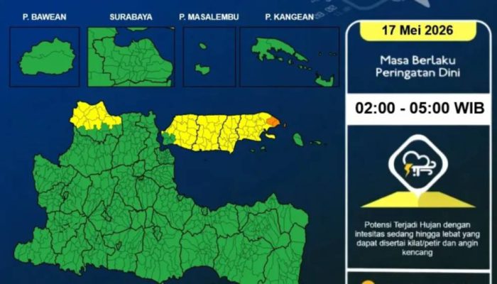 BMKG Juanda: Hujan Sedang hingga Lebat Berpotensi Meluas di Jawa Timur