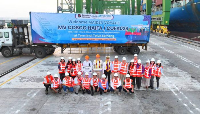 Pelayaran Global Makin Percaya, Terminal Teluk Lamong Sambut ‘Maiden Voyage’ MV Cosco Haifa